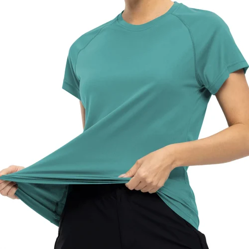 Women’s Quick Dry Short Sleeve Resilience Gym Sports Moisture Wicking Round Neck T-Shirt Training Exercise Gym Sport Shirt