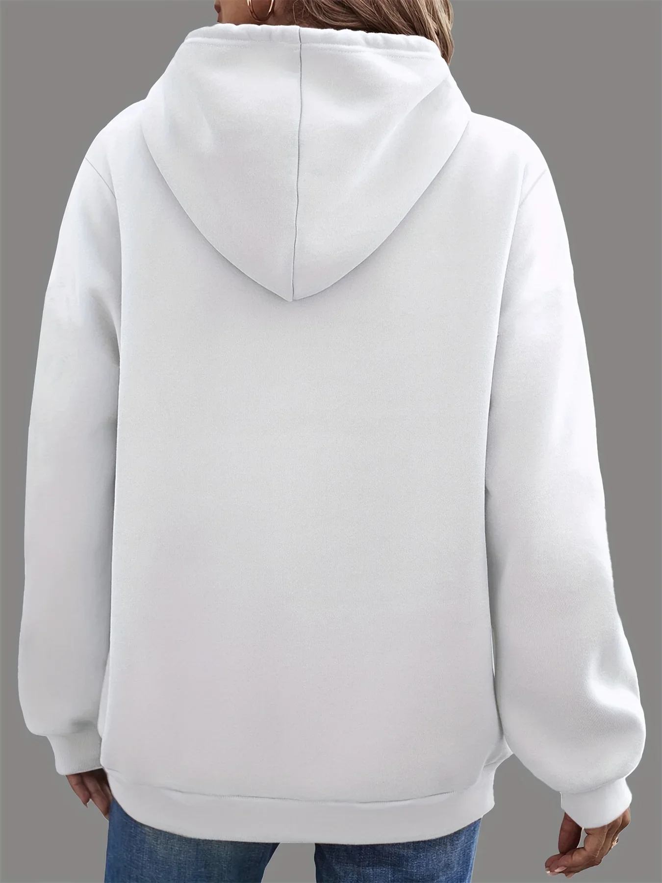 Women's Autumn and Winter Warm and Loose Casual New York USA Letter Printed Suede Long Sleeved Hooded Sweatshirt - Image 4