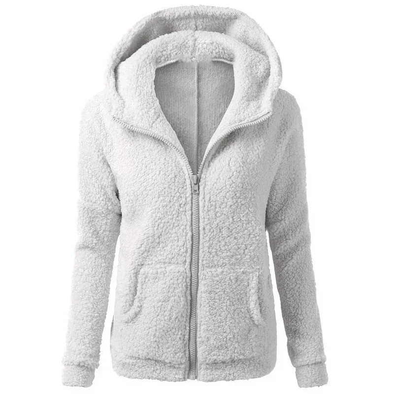 Autumn Winter Warm Jacket Women Hoodie Hooded 2025 Casual Female Hoodies Sweatershirt Zipper Coat Solid Soft Fleece Women Coat - Image 2