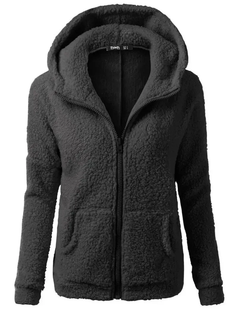 Autumn Winter Warm Jacket Women Hoodie Hooded 2025 Casual Female Hoodies Sweatershirt Zipper Coat Solid Soft Fleece Women Coat - Image 4