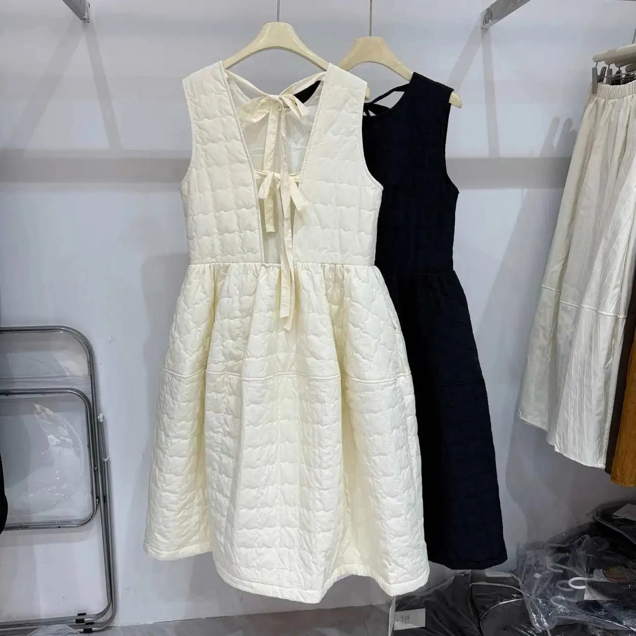 Korean Style Cotton Padded Sleeveless Vest Dress For Women's Fall Winter Design Temperament Loose Back Strap Quilted Dress w1458 - Image 2
