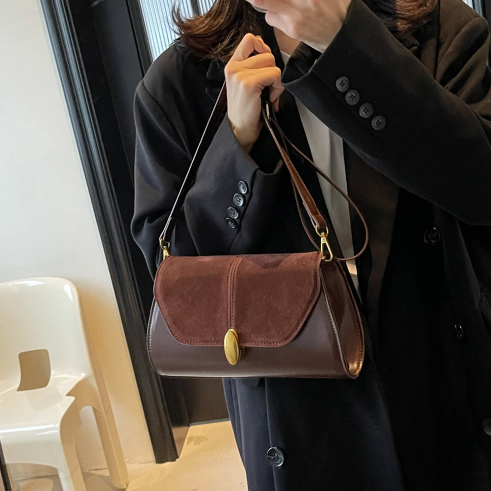 Fashion PU Shoulder Bag Stylish Crossbody Bag Adjustable Strap Vintage Small Tote Bag Trendy Commuting Bag Slouchy Hobo Bag - Image 2